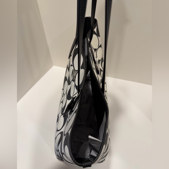NWT Coach Black and White Signature Max City Tote Bag - Picture 5 of 11